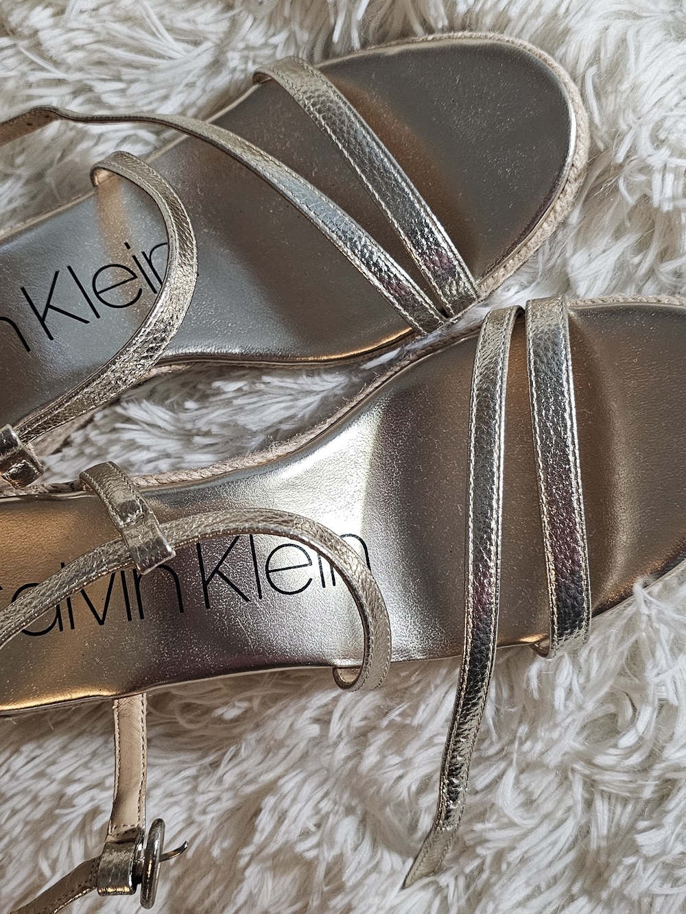Calvin Klein Silver Metallic Strappy Women's Sandals